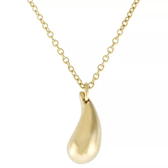 TIFFANY&Co. Necklace K18 yellow gold teardrop used - Picture 1 of 8